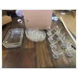 2 Pyrex Baking dishes, 5 snack plates and 8