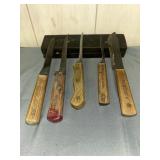 5 wood handled butcher knives