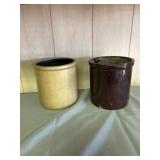 Two 8' tall crock jars