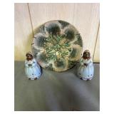 6' Majolica plate and Cincinnati Ohio souvenir