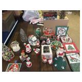 Box full Christmas Decorations.  Lots Santa