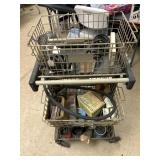 Metal rowing cart and miscellaneous tools inside