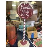 Metal Santa Stop Here Sign - 36' tall.  Also