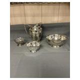 Gorham bowls, jelly dish, water pitcher