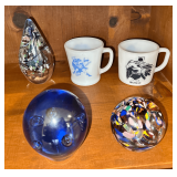 Vintage Bat Man Mugs & Glass Art Pieces