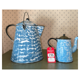 Vintage Granite Blue Swirl Coffee Pots