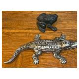 Early Cast Iron "Monon Route" Alligator & "Mohawk Tires" Frog Cast Iron Pieces