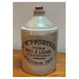 Early "F.W. Pfortner Pure Wines & Liquors Madison IND." Stoneware Jug