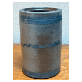 Early Stoneware Wax Sealer Jar with Cobalt Blue Décor