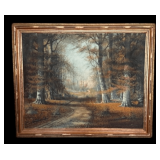 Edward Charles Chowning (1895-1935) " Windy Path Through Forrest" Oil on Canvas Framed Artwork