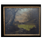 Edward Charles Chowning (1895-1935)  “Waterfall and Forrest" Oil on Board Framed Artwork