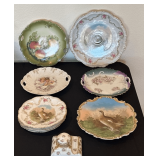 Early German Hand Painted Servers & Ink Well