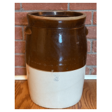 3 Gal Brown & White Stoneware Churn