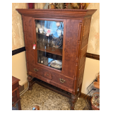 Early Ornate Decorative Glass Door Armoire