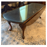 Glass Top Cherry Coffee Table & Area Rug