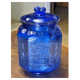 Planters Mr. Peanut Cobalt Blue Glass Jar with Lid