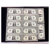 Series 1963 Star $1 Federal Reserve Notes 12 District Set