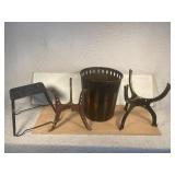 Vintage Metal Trash Can  Metal Step