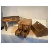 Primitive Stool, Sewing Drawers, Tote