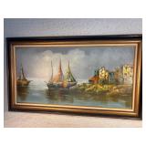 Signed Rouby Oil on Canvas Nautical
