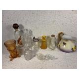 Glass Decanter Lot with Candy Dish