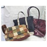 2 medium sized handbags, 1 large scale pattern