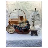 Handmade Wooden Basket and Assorted Vintage