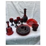 Avon Cape Cod Ruby Red Decanter, Goblets, and Tray