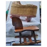 Handmade Doll Bassinet And Rocking Horse