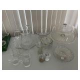 Assorted glassware and cake stand Assorted glassware and cake stand