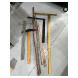 Walking stick, T-squares, slides, squares