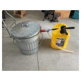 Metal trash can and gas plastic container