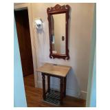 Marble top table and wall mirror