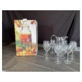 Dink stand and water pitcher with glasses
