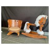 Rocking horse and stool