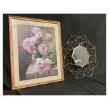 Framed Floral Artwork& Mirror