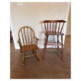 Childrens Wooden Rocking Chair & Chair