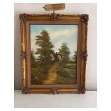 Framed Painting with Gallery Light