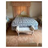 Upholstered King Size Bed, Bench, & 2 Nightstands.