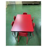 Red Childs Table and 5 Chairs