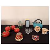 Tea Kettle, Napkin Dispenser, misc. items