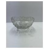 Footed Glass Serving Bowl Floral Design