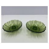 Pair of Green Glass Candle Stick Holders