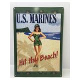 U.S. Marines Hit the Beach! Metal Sign