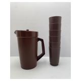 Tupperware 2 Quart Pitcher and 6 Tumblers