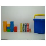 Child's Bucket with Plastic and Wooden Alphabet