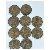 10 Wheat Pennies (4) 1953 D, (2) 1955 D, (4) 1958D