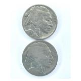 2 Buffalo Nickels 1937 and one date unreadable