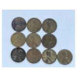 10 Wheat Pennies 1940 1941 1942 1944 1945