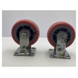 Pair of Rigid Caster Plate Mount Wheels 6"x2"
